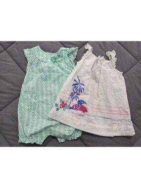 Lot of 2 Baby Girls 12-18 month Baby Gap Dress and Carter's Whale Romper Cute